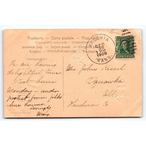 Anthropomorphic Crescent Moon Man Fantasy Postcard Girls New Years 1910 Ser 570 - Picture 3 of 3